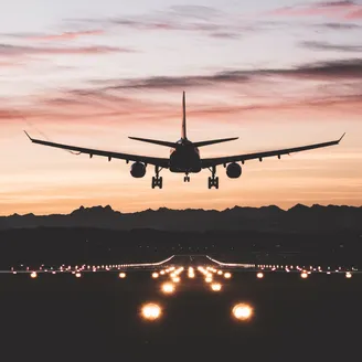 Airliner landing on a runway