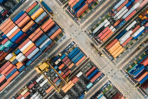 Bird's eye view of a shipping yard